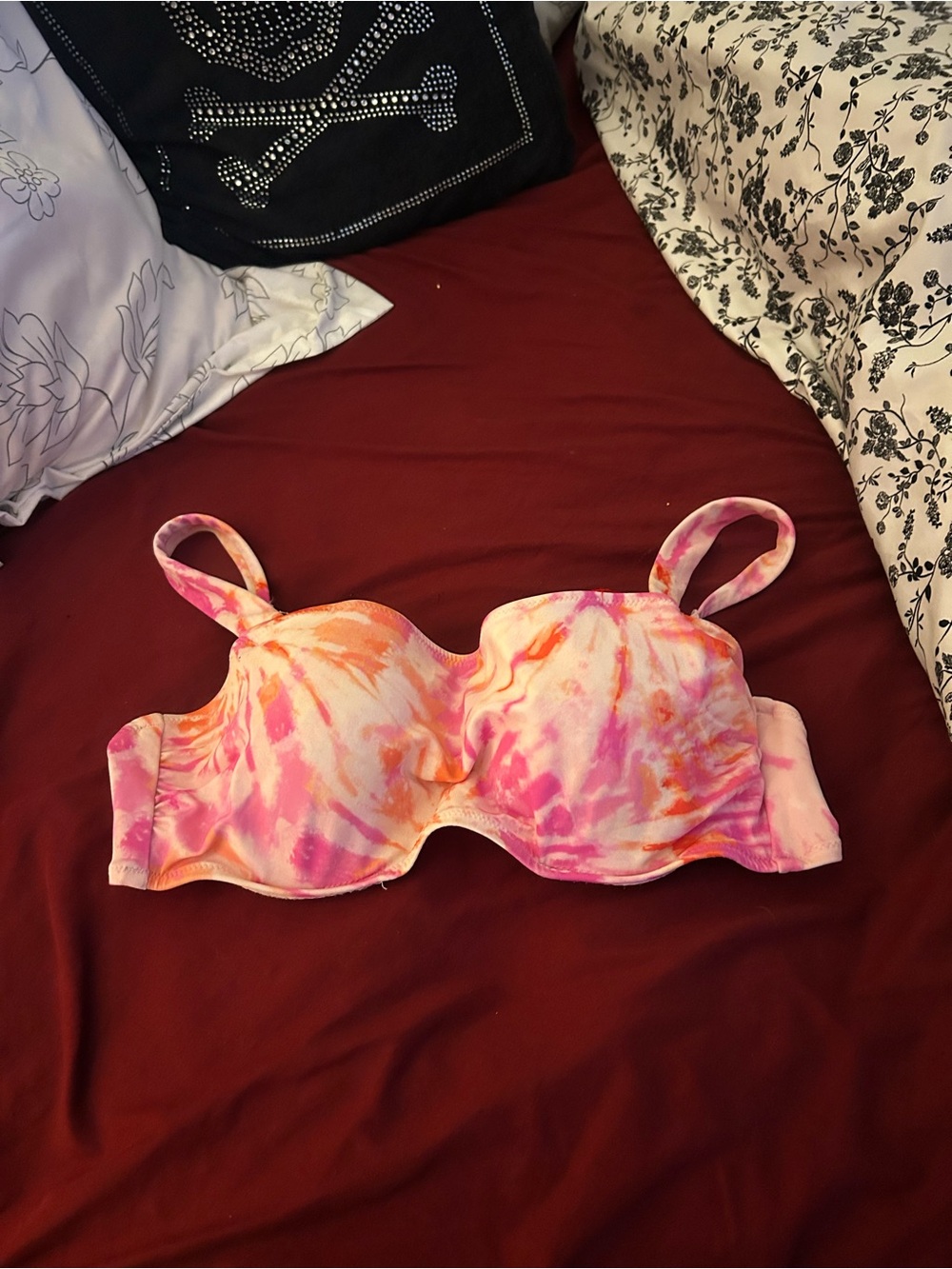 Shade & Shore Tie-Dye Underwire Bra in Pink & Orange